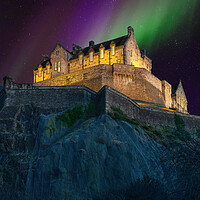 Buy canvas prints of Edinburgh Castle Aurora Borealis  by Alison Chambers