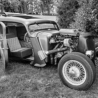 Buy canvas prints of Hot Rod Car BW by Alison Chambers