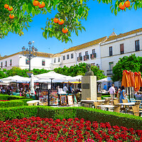 Buy canvas prints of Orange Square Marbella by Alison Chambers