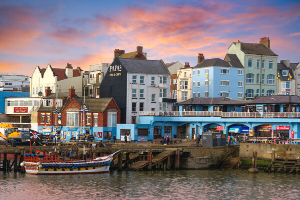 Bridlington Harbour Sunset Picture Board by Alison Chambers