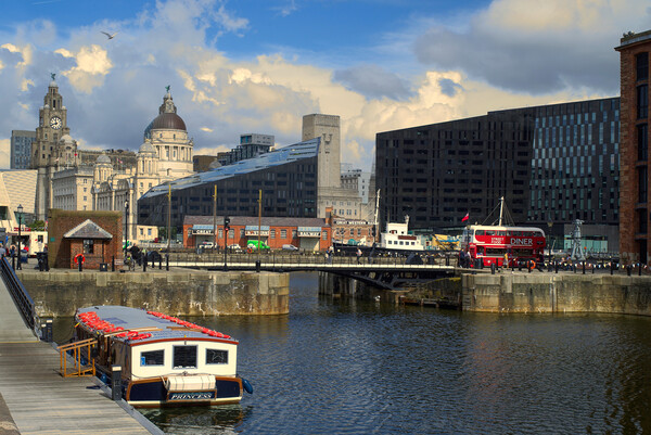 Liverpool Albert Dock Cityscape Picture Board by Alison Chambers