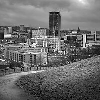 Buy canvas prints of Sheffield Cityscape BW by Alison Chambers