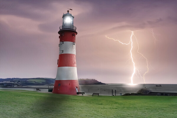Plymouth Hoe Lightning Picture Board by Alison Chambers