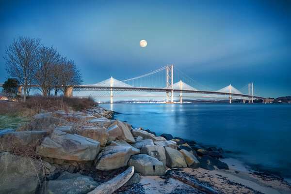 Forth Bridges By Moonlight Picture Board by Alison Chambers