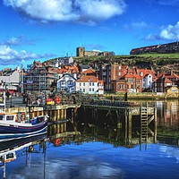 Buy canvas prints of Whitby Harbour Blues by Alison Chambers