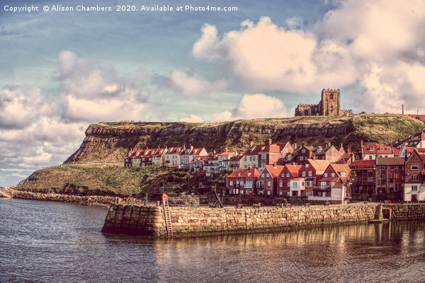 Timeless Charm of Whitby Pier Picture Board by Alison Chambers