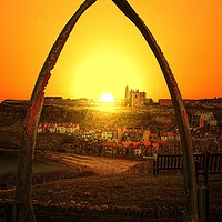 Buy canvas prints of Whitby Whalebones Sunrise by Alison Chambers