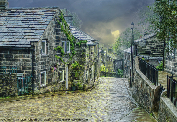 Heptonstall Village  Watercolour  Picture Board by Alison Chambers