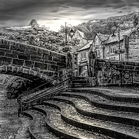Buy canvas prints of Hebden Old Bridge and Steps by Alison Chambers