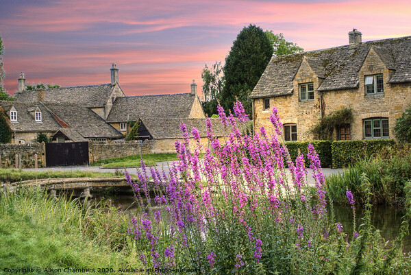 Red Sky at Lower Slaughter  Picture Board by Alison Chambers