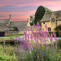 Buy canvas prints of Red Sky at Lower Slaughter  by Alison Chambers