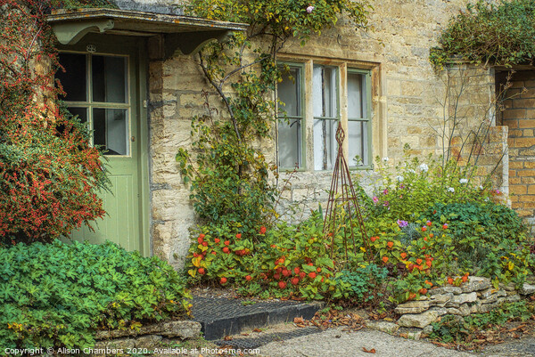 Autumn Cottage Bibury Picture Board by Alison Chambers