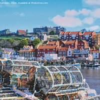 Buy canvas prints of Whitby Harbour Fishing Baskets by Alison Chambers