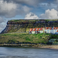 Buy canvas prints of Whitby East Cliff Cottages  by Alison Chambers