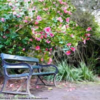 Buy canvas prints of Camellia Bench by Alison Chambers