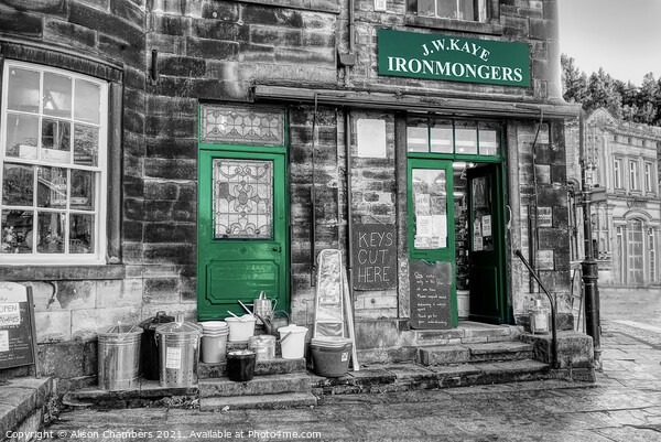 Ironmongers Shop Holmfirth Picture Board by Alison Chambers