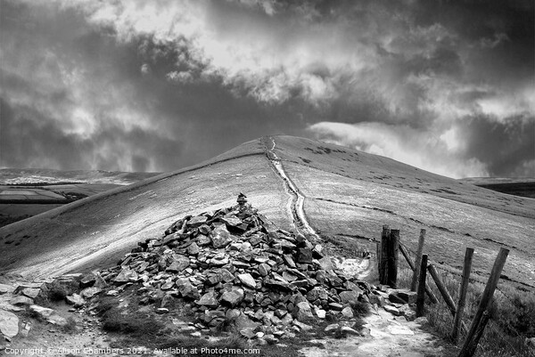 Pile of Stones Mam Tor Picture Board by Alison Chambers