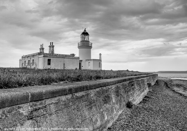 Chanonry Point Lighthouse Mono Picture Board by Ian Homewood
