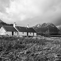 Buy canvas prints of Blackrock Cottage in Winter, Glencoe by Ian Homewood