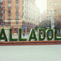 Buy canvas prints of Valladolid, SPAIN - December 20, 2020: urban sign welcoming the city by David Galindo