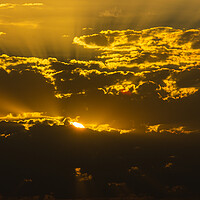 Buy canvas prints of golden sunrise among clouds in summer by David Galindo
