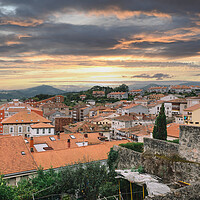 Buy canvas prints of view of medieval city in Spain with colorful sky by David Galindo