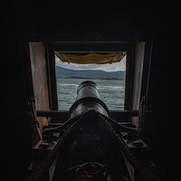 Buy canvas prints of cannon inside a Spanish galleon aiming at enemies by David Galindo