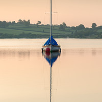 Buy canvas prints of Boat reflecting on lake by Pete Johns