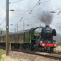 Buy canvas prints of Flying Scotsman races away from York by David Mather