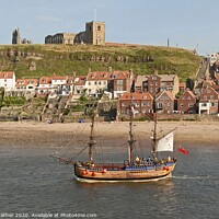 Buy canvas prints of Leaving Whitby Harbour by David Mather