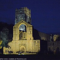Buy canvas prints of Fountains Abbey by night light by David Mather