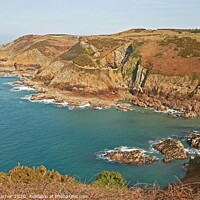 Buy canvas prints of Rocky cove near Crabbe, Jersey, Channel Islands by David Mather