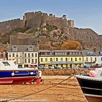 Buy canvas prints of Mont Orgeuil Castle, Gorey Bay, Jersey, Channel Islands by David Mather