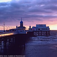Buy canvas prints of Sunset at North Pier, Blackpool by David Mather