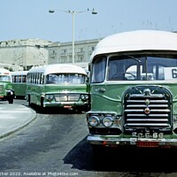 Buy canvas prints of Classic buses at Valetta bus station, Malta by David Mather