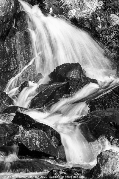 Waterfall Monochrome Picture Board by Simon Johnson