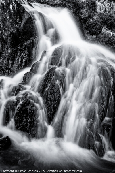 waterfall Monochrome Picture Board by Simon Johnson