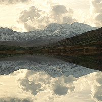 Buy canvas prints of Winter reflections Llyn Mymber by Simon Johnson