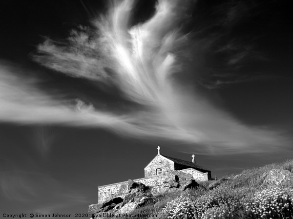 Church and angel shaped cloud Picture Board by Simon Johnson