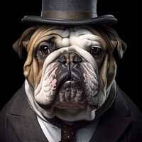 Buy canvas prints of English bulldog portrait by Robert Deering