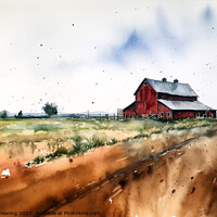 Buy canvas prints of Red Barn By The Track by Robert Deering
