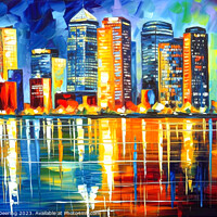 Buy canvas prints of Canary wharf at night by Robert Deering