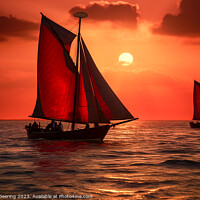Buy canvas prints of Red Sails In The Sunset by Robert Deering