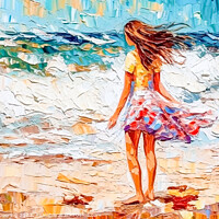 Buy canvas prints of Girl In The Surf by Robert Deering