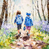 Buy canvas prints of To School Through Bluebell Woods by Robert Deering