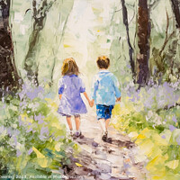 Buy canvas prints of Hand in Hand in Bluebell woods by Robert Deering