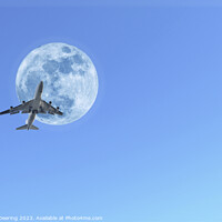 Buy canvas prints of Jumbo Jet and Moon by Robert Deering