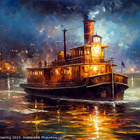 Buy canvas prints of New York Harbor Steam Tug Boat by Robert Deering