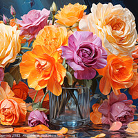 Buy canvas prints of Silk Roses In Glass by Robert Deering