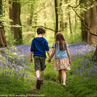 Buy canvas prints of Young Love In Bluebell Woods by Robert Deering